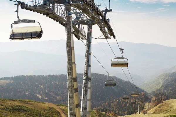 Cable Car Road Grey Cabines Mountain Landscape Autumn Soshi Rosa Royalty Free Stock Photos