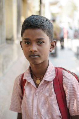 Hindistan 'da öğrenci portresi, 23 Şubat 2018 Madurai, Hindistan