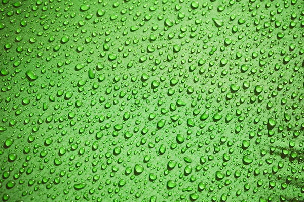 Green Waterproof Material Rip Stop Cloth Drops Water Background — Stock Photo, Image