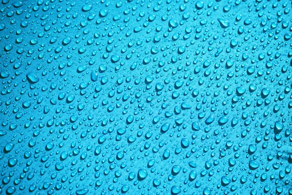 Blue Waterproof Material Rip Stop Cloth Drops Water Background — Stock Photo, Image