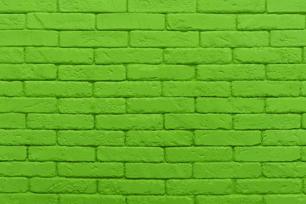 Green Brick Wall Painted Saturated Lime Colour Closeup Texture Background – stockfoto