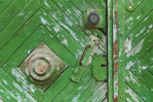 Vintage Rusty Door Lock Painted Green Colour — 图库照片