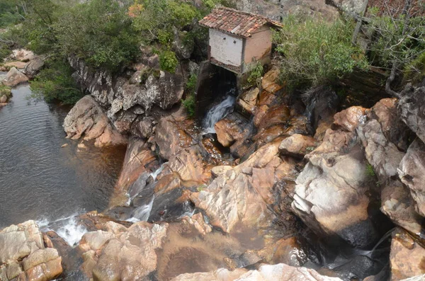 Cachoeira Milho Verde Estado Minas Gerais Chamada Cachoeira Moinho Com — Fotografia de Stock