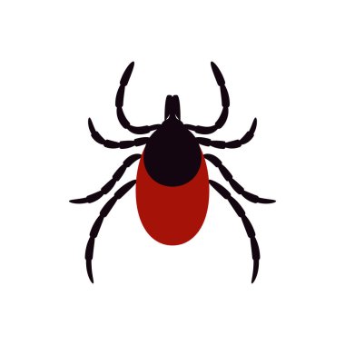 Ixodid kenesi, vektör çizimi. Beyaz arkaplanda bir simge. Mit paraziti.