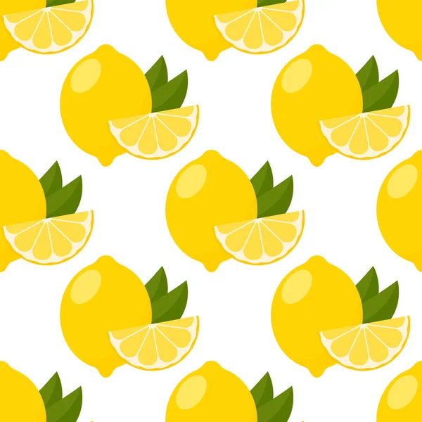 Bezešvé Vzor Citrony Bílém Pozadí Vektorová Struktura Citrusové Pozadí — Stockový vektor