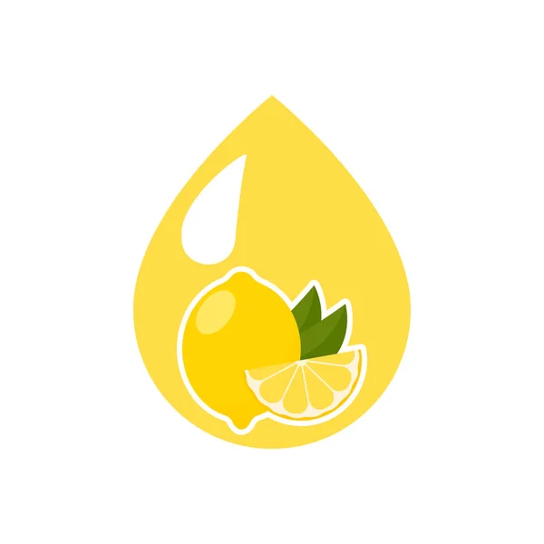 Une Goutte Jus Citron Sur Fond Blanc Illustration Vectorielle Plate — Image vectorielle