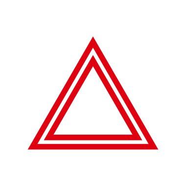 Araba kazası ışıkları, kırmızı tehlike üçgeni. Vektör çizimi. Beyaz arkaplanda kırmızı simge.