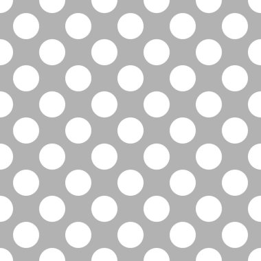 Puantiyeli kusursuz desen. Beyaz puantiyeli gri bir arka plan. Vektör illüstrasyonu.