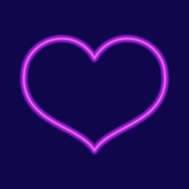 Koyu arkaplanda pembe neon kalp. Vektör çizimi. doğrusal simge.