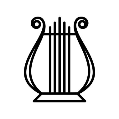 Lineer ikon lir, dizili bir müzik enstrümanı. Beyaz arkaplanda vektör illüstrasyonu.