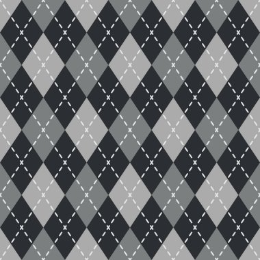 Gri elmaslı arka plan. desenli ekose kazak. Vektör çizimi. Kusursuz desen.