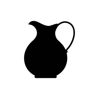 Sürahi (sürahi), beyaz arkaplanda vektör koyu düz simge. Mutfak aletleri, bulaşıklar, vazolar..