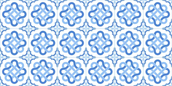 Keramické Dlaždice Abstraktním Vzorem Odstínech Modré Vektorová Plochá Ilustrace Hladké — Stockový vektor