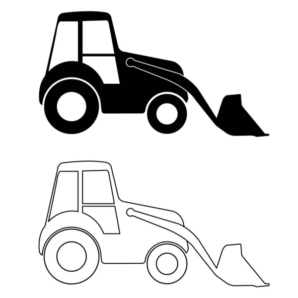 Bulldozer Ilustração Vetorial Trator Com Balde Máquinas Agrícolas Veículo Carro — Vetor de Stock