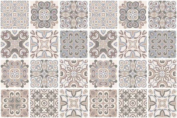 Yamalı, pürüzsüz desen. Portekiz renginde kiremitler azulejos. Soyut arkaplan. Vektör el çizimi resimleme.
