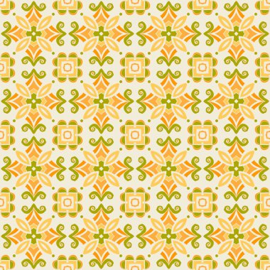 Soyut sarı-yeşil arka plan, elmaslar ve bukleler, pürüzsüz desenler. vektör illüstrasyonu.