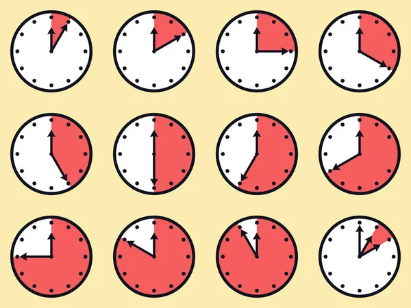 Saat Kronometre Dakika Ile Saat Arasındaki Zaman Aralığını Gösteriyor Vektör — Stok Vektör