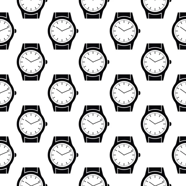 白い背景に手首の時計とシームレスなパターン 文字盤と手でメンズ機械式時計とシームレスなパターン — ストックベクタ