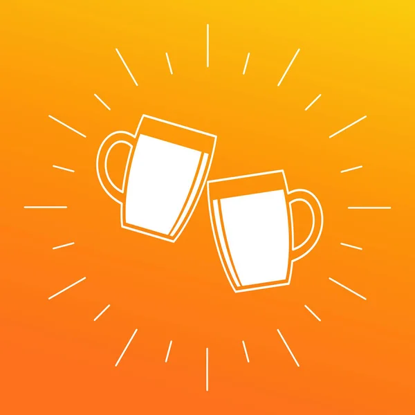 Two Mugs Beer Clink Vector Illustration Pub Oktoberfest — Stock Vector
