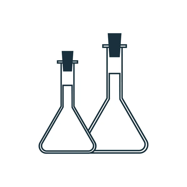 Kolba Cieczą Ikona Liniowa Ilustracja Wektora Doświadczenie Chemiczne Lub Fizyczne — Wektor stockowy