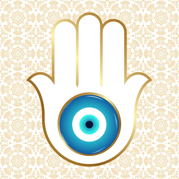 Süslü hamsa, altın tılsım nazara ve bozulmaya karşı. Vektör illüstrasyonu.