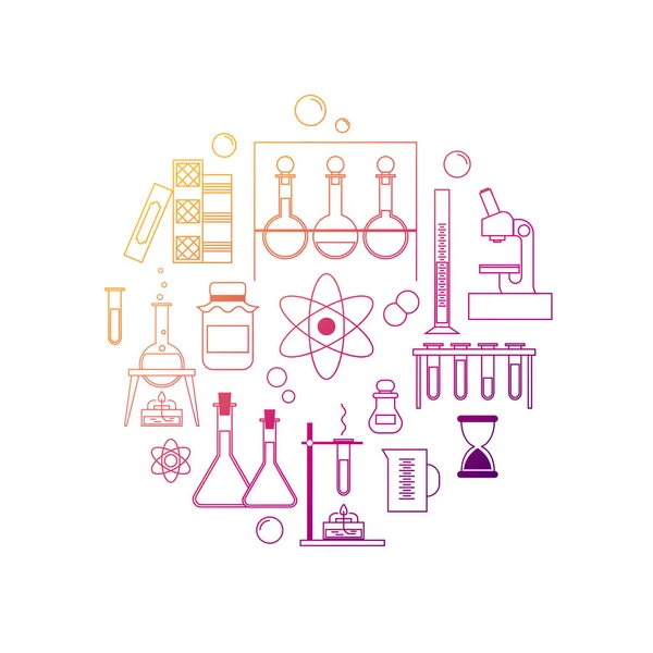 Química Ciencia Conjunto Iconos Lineales Oscuros Sobre Fondo Blanco Experimento — Vector de stock