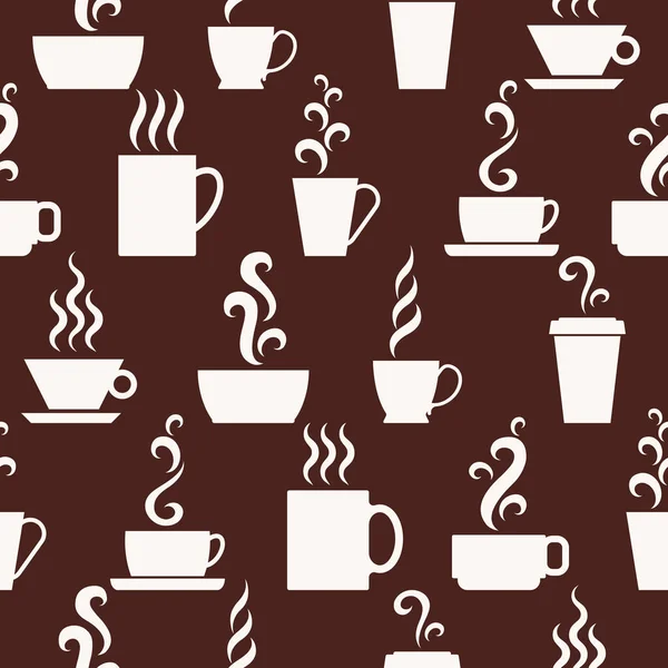 Seamless Pattern Cup Mug Hot Aromatic Beverage Tea Coffee Background — Stock Vector