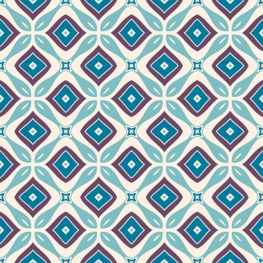 Soyut geometrik dikişsiz desen. Vektör çizimi. mavi tonda retro arkaplan. 