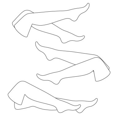 Kadın bacakları, beyaz arka planda doğrusal ikon. Vektör çizimi. İki insan bacağı..