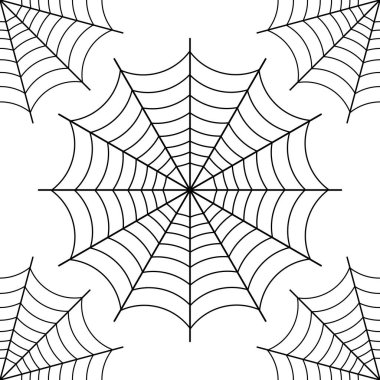 Halloween spider we,  black contour on white background. vector illustration. seamless background. clipart