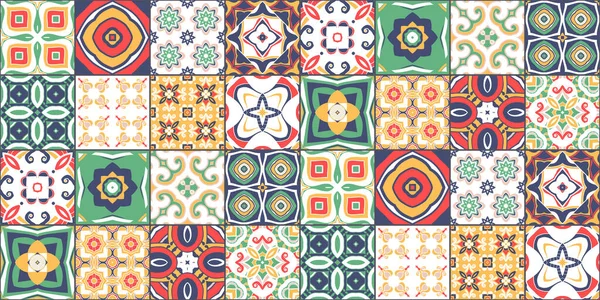 Portekiz renginde kiremitler azulejos. Soyut arkaplan. Vektör el çizimi, tipik Portekiz seramik fayansları. Kusursuz desen.