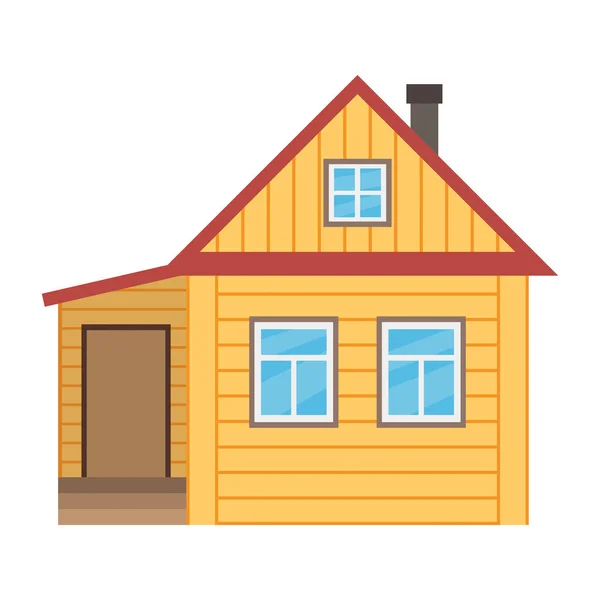 Wooden House White Background Icon Cottage Village Vector Illustration Concept — Stock Vector