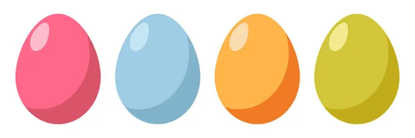 イースターカラーの卵 かわいいフラットアイコンのセット ベクターイラスト — ストックベクタ