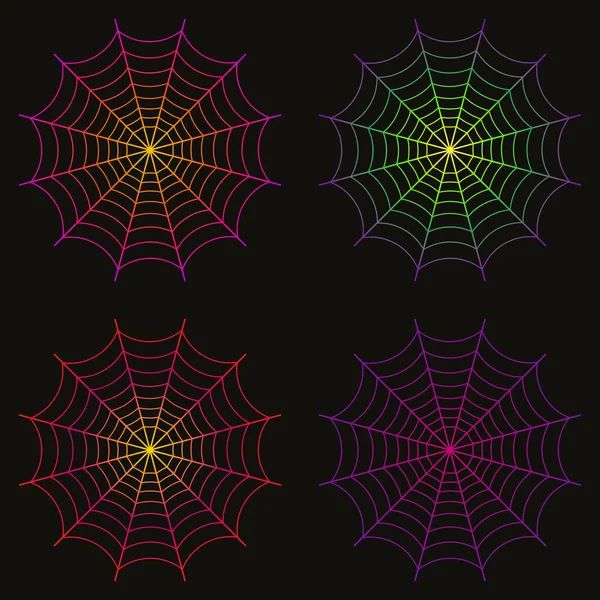 Araña Halloween Nosotros Contorno Brillante Sobre Fondo Negro Ilustración Vectorial — Vector de stock