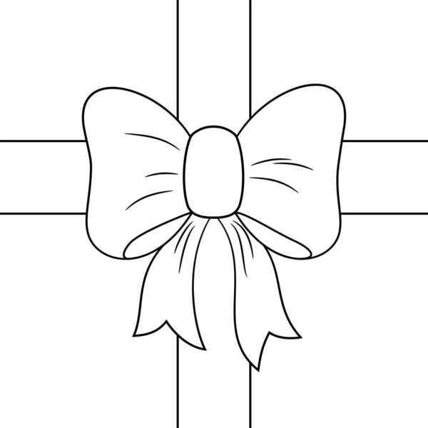 Üppige Schleife Knoten Aus Band Geschenk Draufsicht Vektorillustration Lineares Symbol — Stockvektor