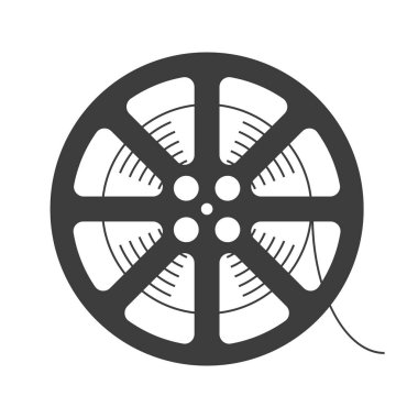 Film dolgu, bir makara bant. Beyaz arkaplanda siyah düz vektör simgesi.