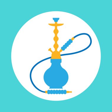 Nargile, vektör rengi düz simge. Shisha, hooka, bong, kalian. 