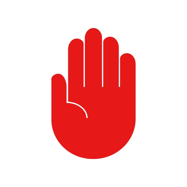 Rood Stopteken Open Palm Hand Witte Achtergrond Vectorillustratie — Stockvector