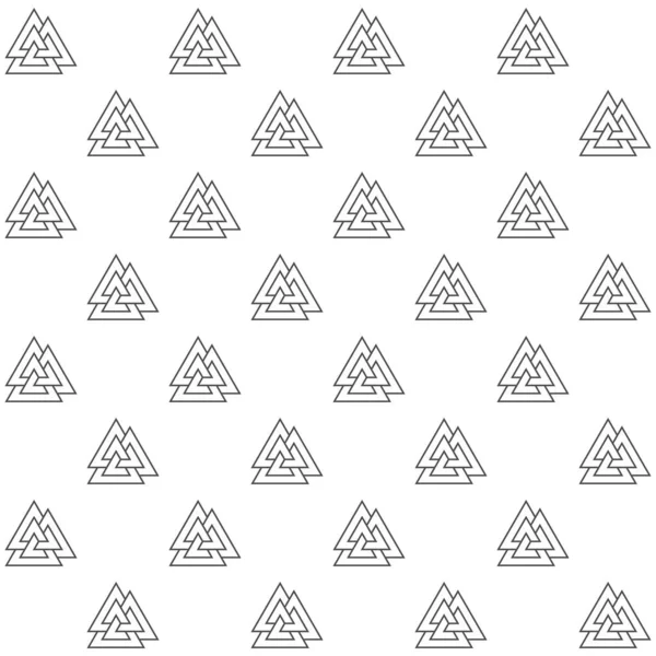 Propletené Trojúhelníky Valknut Vektorová Ilustrace Černé Čáry Bílém Pozadí Bezproblémový — Stockový vektor
