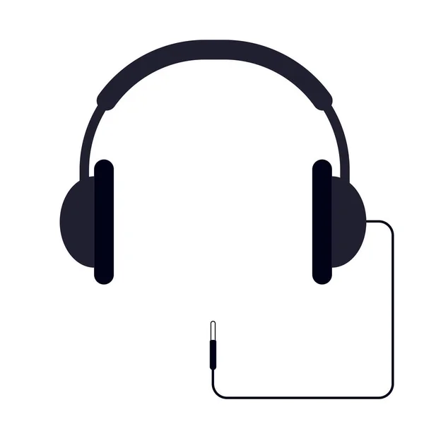 Auriculares Icono Plano Oscuro Sobre Fondo Blanco Ilustración Vectorial Auriculares — Vector de stock