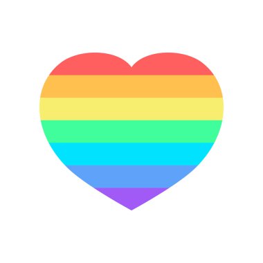 beyaz arkaplanda gökkuşağı kalbi, vektör illüstrasyonu.