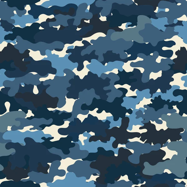 Blaues Camouflage Nahtloses Muster Vektorillustration Abstrakter Hintergrund — Stockvektor