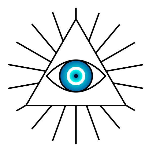 All Seeing Eye Line Icon Cat Eye Amulet Eye Triangle — Stock Vector