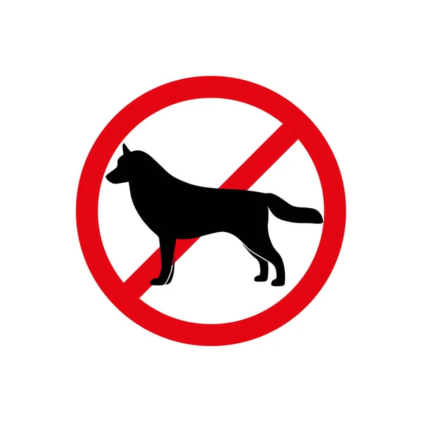 Kırmızı Yasak Çemberdeki Köpek Ikonu Köpek Yok Şaret Sembol Vektör — Stok Vektör