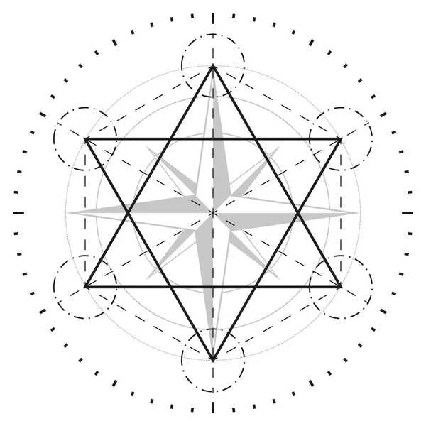 Géométrie Sacrée Religion Ésotérique Illustration Vectorielle Pyramide Composez Rose Des — Image vectorielle