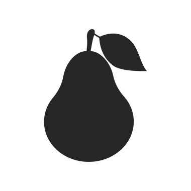 Armut, beyaz arka planda siyah simge. Vektör çizimi. Yapraklı meyve..