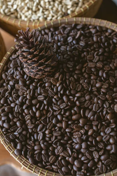 coffee beans and black pine cone (Film fillter)