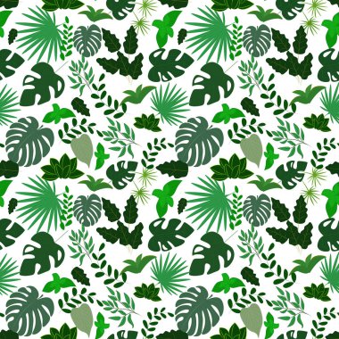 Çeşitli yapraklardan kusursuz desenler. Geçmişi, duvar kağıtlarını, ambalaj kağıtlarını ve giysileri oluşturmak için bir şablon. Vektör illüstrasyonu