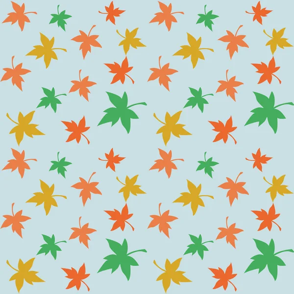 Бесшовный Повторяющийся Рисунок Разноцветных Листьев Клена Синем Фоне Осенний Фон — стоковый вектор