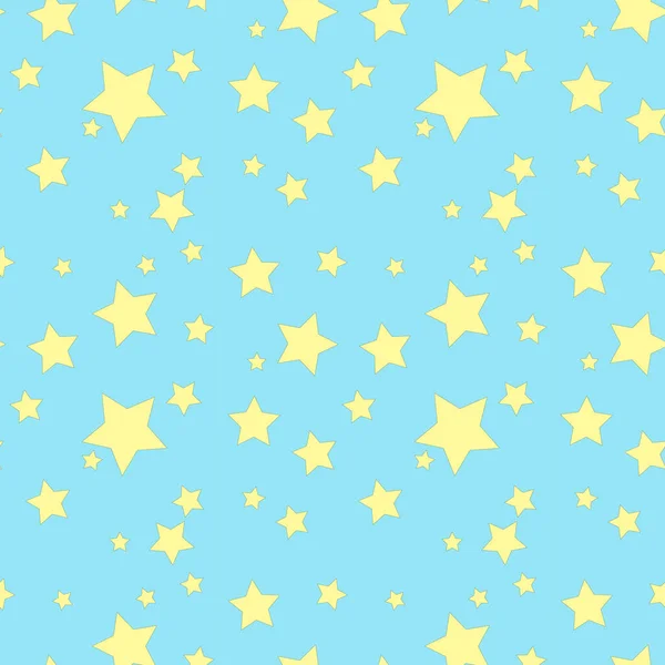 Fundo Sem Costura Com Estrelas Amarelas Céu Azul Vetor Sobre — Vetor de Stock